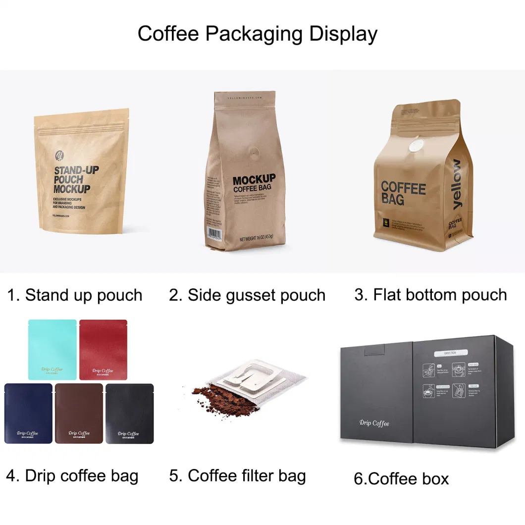 Custom Aluminum Foil Ziplock Food Packing K Seal Coffee Packaging Pouch Bag with Zipper and Valve