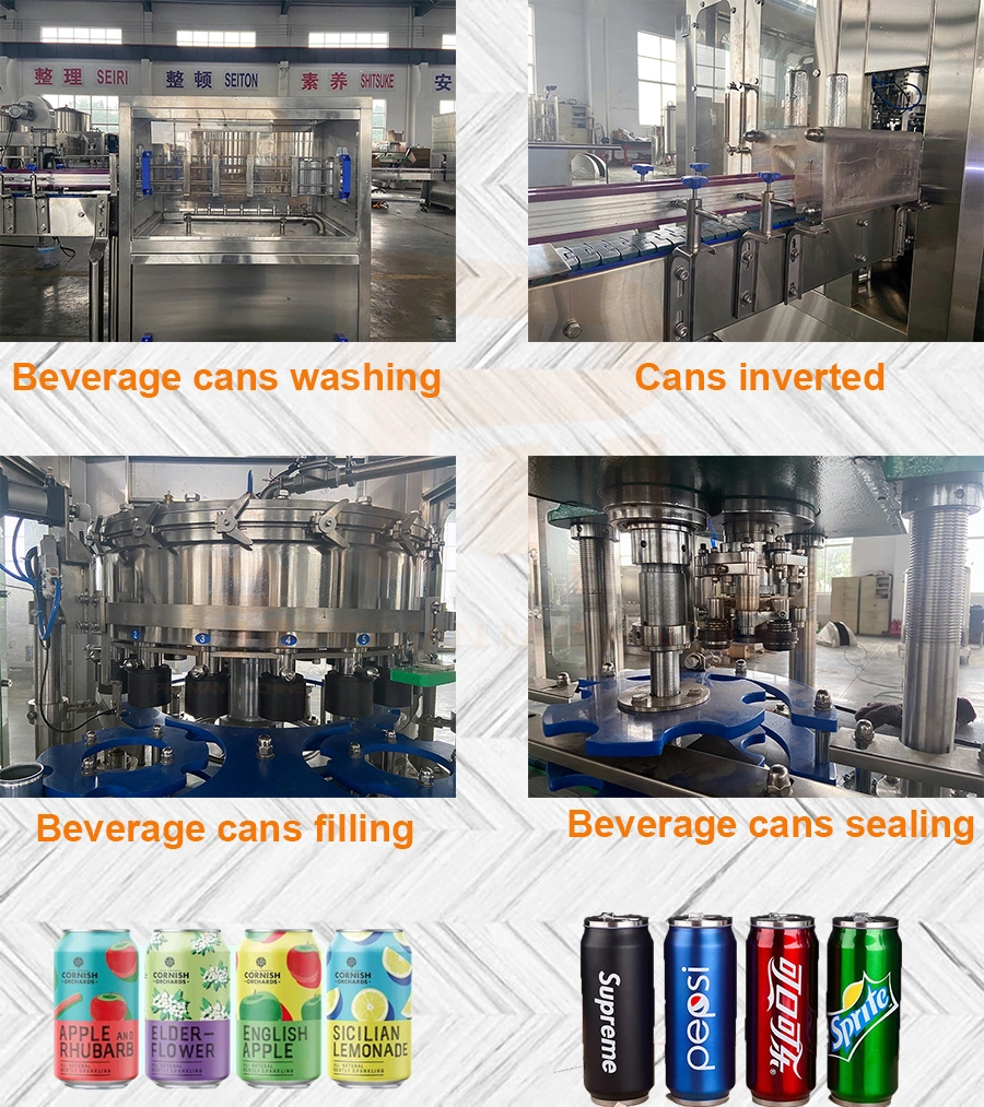 Automatic Aluminum Can Beer Carbonated Drink Juice Tea Coffee Milk Canning Filling Sealing Packaging Machine Price
