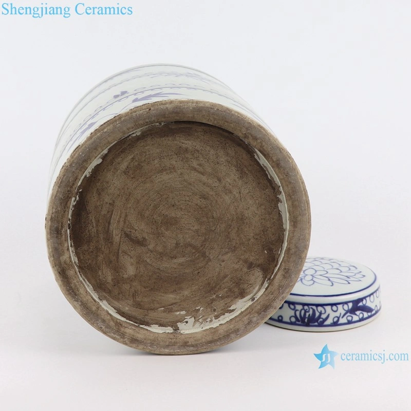 Rzsc22 Jingdezhen Antique Blue and White Bamboo Straight Tube Tea Ceramic Jar