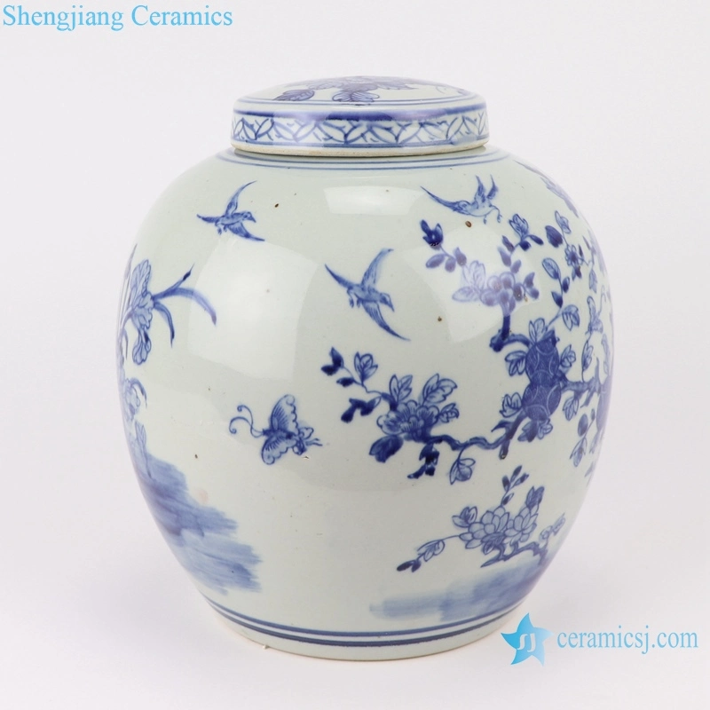 Rzsc03 Jingdezhen Flower and Bird Pattern Man-Made Ceramic Ginger Jar