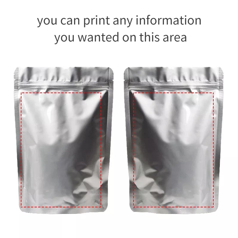 Silver Food Grade Vacuum Heat Three Side Sealable Aluminum Foil Bag Open Top Mylar Foil Packing Pouches Bulk Smell Proof Vacuum Bags