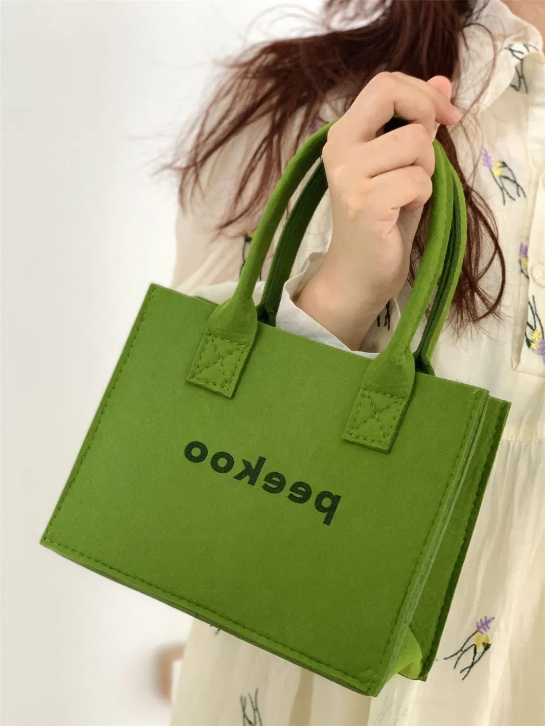 Hot Selling Green Tea Shop Felt Bag Versatile Tote Bag Gift Pack