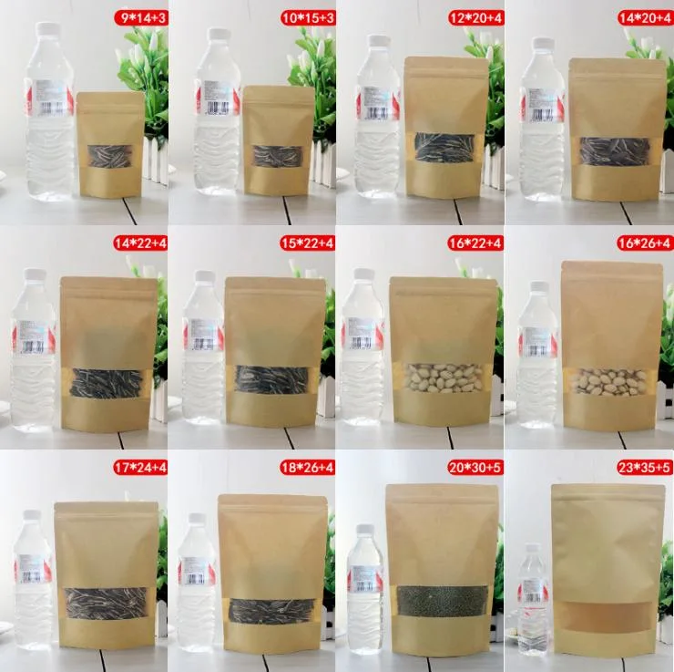 Tea Bag Kraft Paper Self Sealing Bag Coffee Seeds Sweets Ziplock Seal Paper Bag Resealable Pouch Packaging