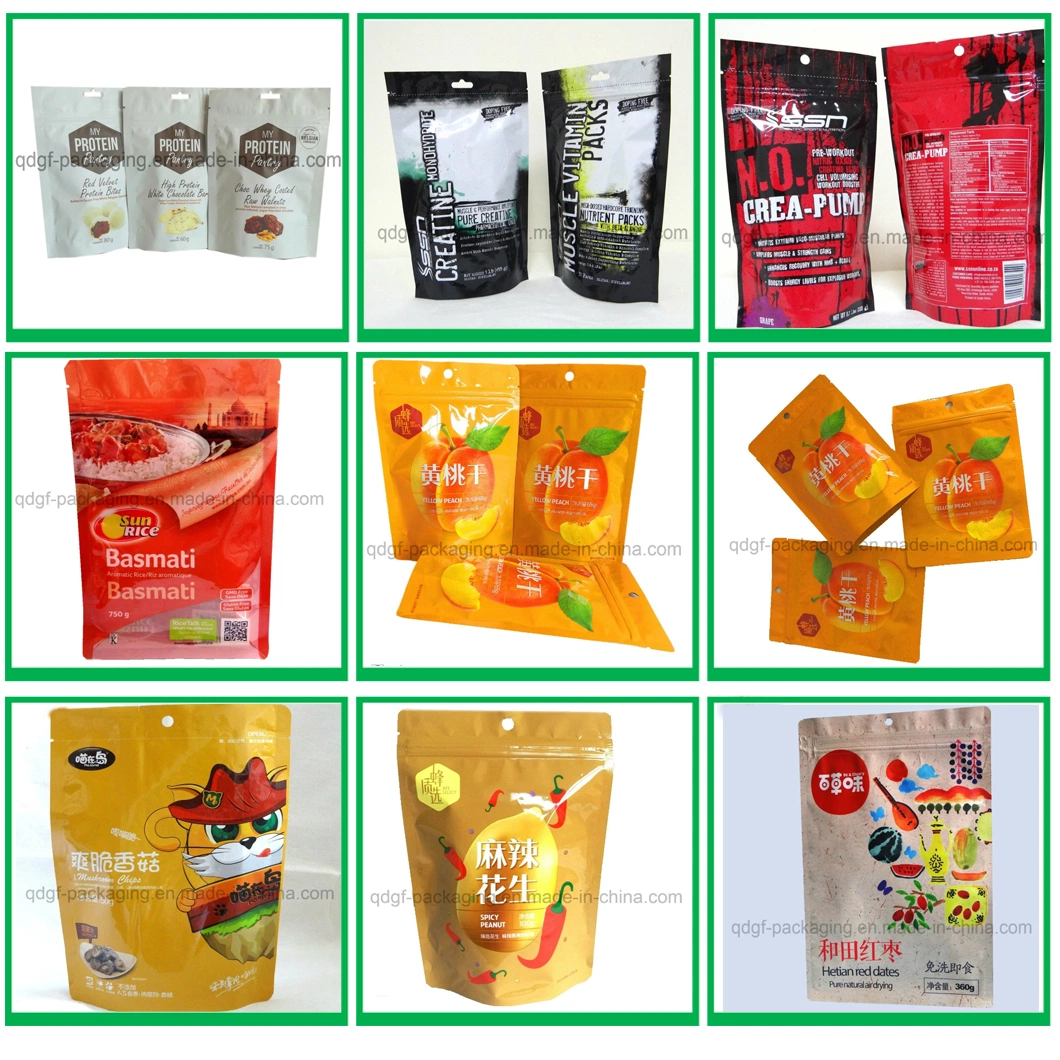 Large Plastic Bags for Pet Food Packaging Bags with Easy to Lift Plastic Handle. Flat Bottom Sealed on Eight Sides.