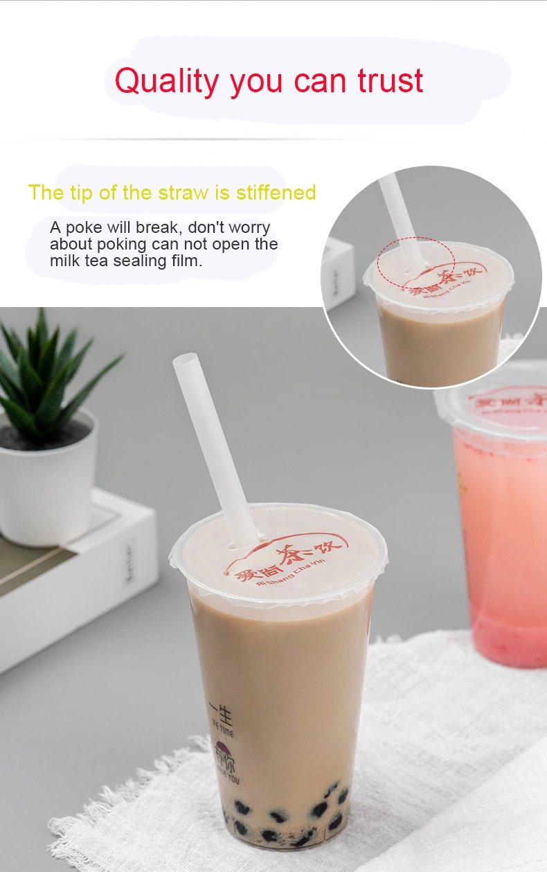 Custom Disposable Milk Tea Drink Beverage Individually Packaged PLA Plastic Straw