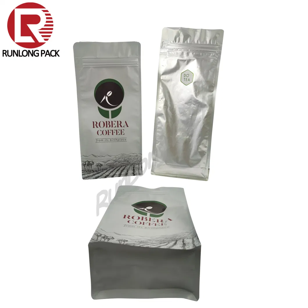 Runlong Pack Flat Bottom Eight-Sealing Plastic Packaging Bag for Cafe