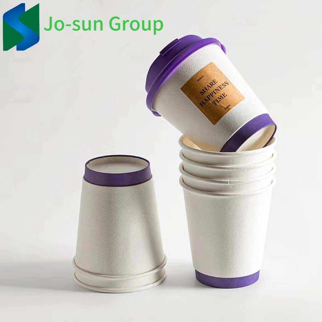 Jo-Sun Hot Paper Cup PLA Laminated Double Wall Paper Coffee Cup Compostable Container Disposable Kraft