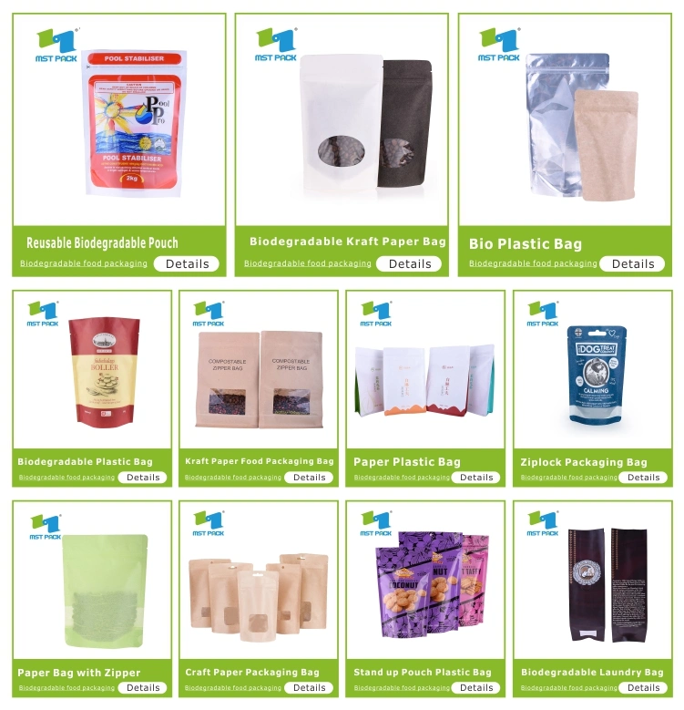 Eco Biodegradable Food Packgaing Brown Kraft Paper Bag for Coffee Tea Seed