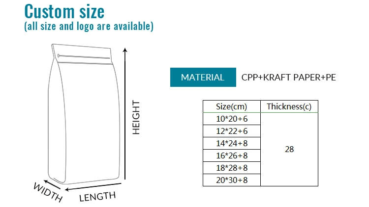 Kraft Zip Lock Food Storage Heat Sealable Stand up Pouch Packaging Bag with Window