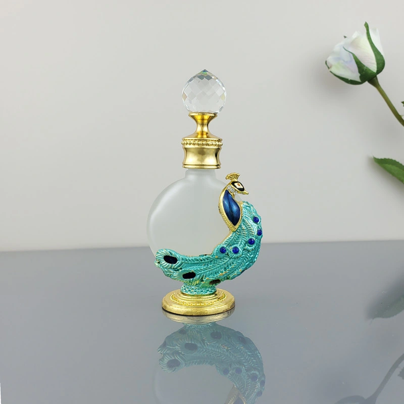 Dubai Essence Dispenser Bottle Middle East Essential Oil Glass Bottle Net Red Darjeeling Tea Alloy Peacock Perfume Empty Bottle