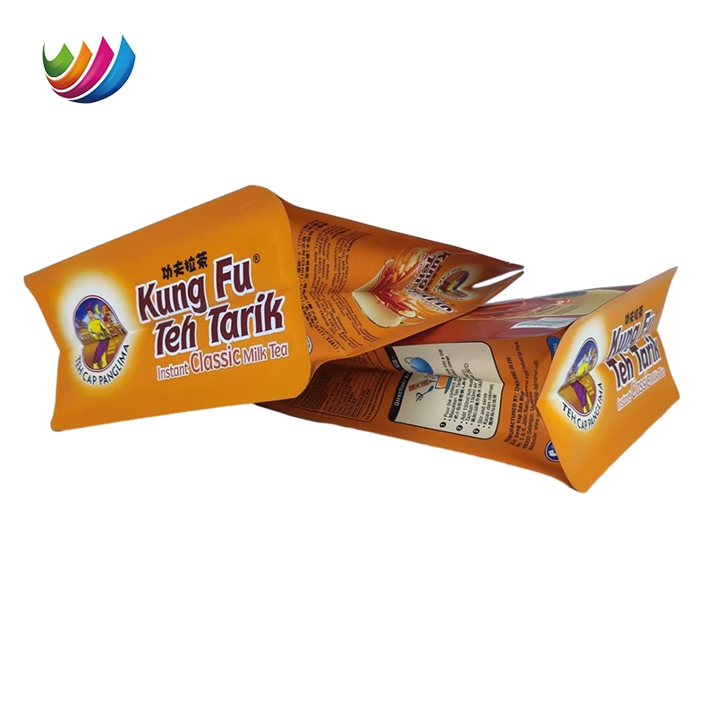 OEM Eight Side Seal Flap Bottom Pouch Instant Milk Tea Packaging