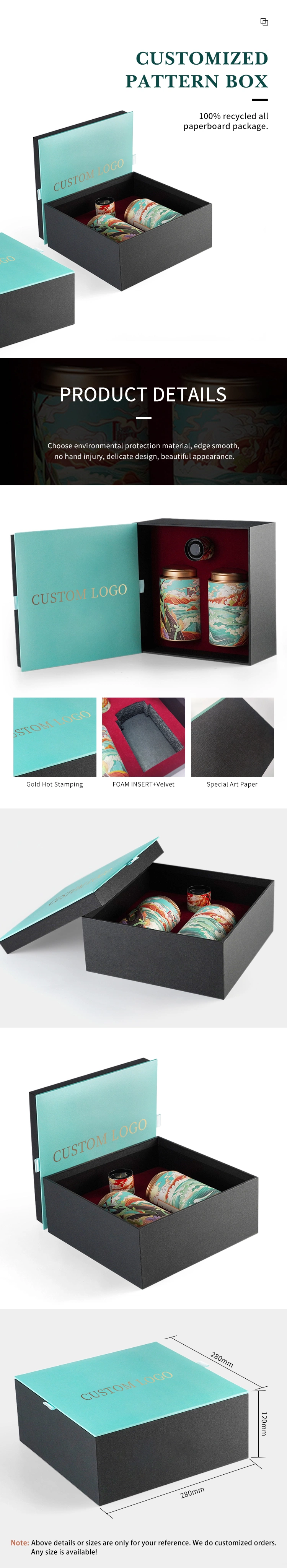 Firstsail Luxury Unique Food Can Tube Lid and Base Packing Box Gift Promotion Loose Leaf Tea Box Packaging