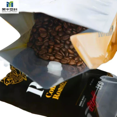125 g 250 g 500 g di caffè Bean a fondo piatto con zip Bag Air Confezione di contenitori per alimenti con cerniera pacchetto stampato Gravure