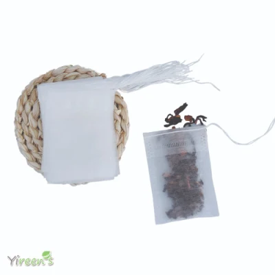 Sacchetti filtranti biodegradabili in fibra di mais PLA 60 X 80 mm con stringhe filtri per infusore di tè per bottiglie di vetro, macchina da caffè, portatile da viaggio, monouso e puliti