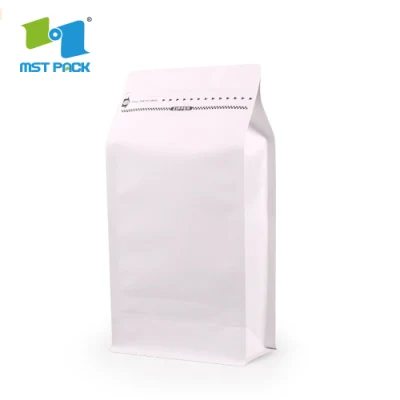 Sacchetti per caffè bianchi riutilizzabili a fondo piatto