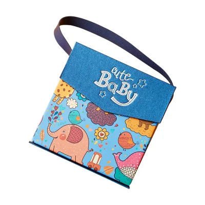 Carta di cartone di lusso blu giallo con logo personalizzato in vendita a caldo Confezione regalo per le feste di Natale di Doll di stoffa magnetica