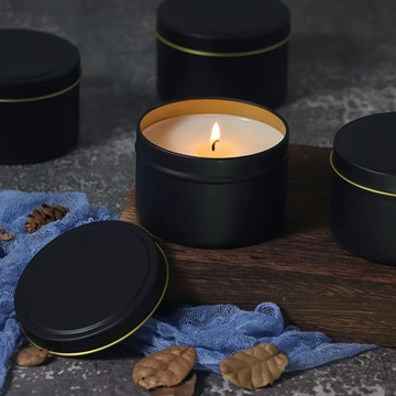 Barilottolo vuoto rotondo bianco nero in metallo all&prime;ingrosso da 260 ml Laccata candela