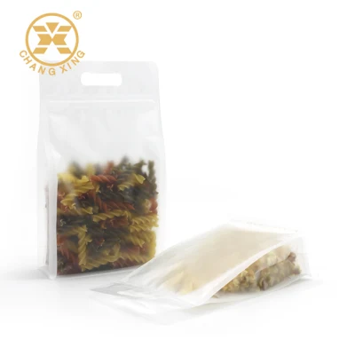 Confezione trasparente trasparente Quad 16oz snack Flat fondo otto lati Sacchetti con chiusura a cerniera standup 500 g per alimenti con fazzoletto di tenuta