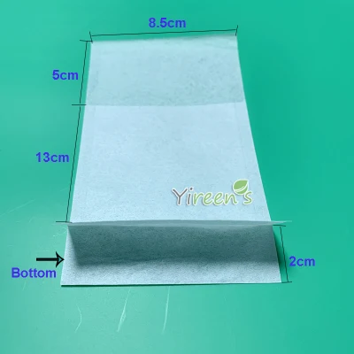 Sacchetti da tè in carta per filtro termosigillante biodegradabile, con fondo fazzoletto, con design anteriore corto e posteriore lungo, dimensioni personalizzate