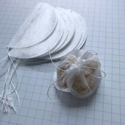 Coulisse 6.5*10,5 cm fibra di mais Borsa da tè vuota forma della barca Condimenti Sacchetto filtrante