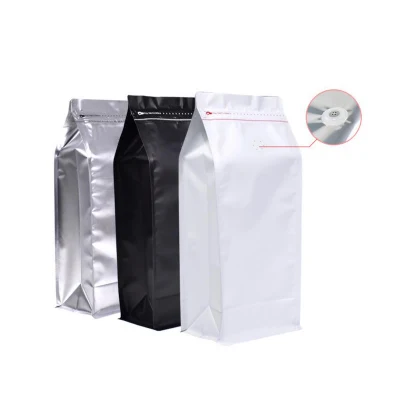 Sacchetto a fondo quadrato con valvola e sacchetti per caffè riciclabili con zip