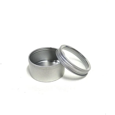 Contenitore in stagno metallico vuoto piccolo con tappo a vite rotondo personalizzato con Cancella finestra