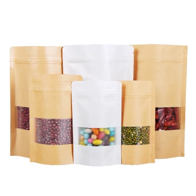 Sigillo termico biodegradabile ecologico per alimenti personalizzato vuoto Sacchetto di imballaggio per tè con zip in carta Kraft con zip