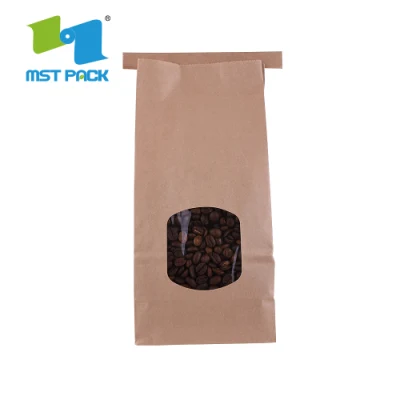 Confezione di caffè in carta marrone per finestra per alimenti per granoturco Biodegradabile