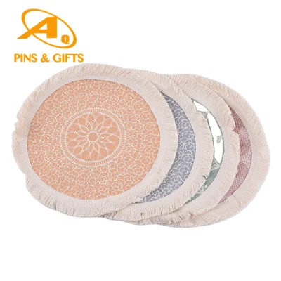 Mykonos tavolo rotondo tessuto posto tavolo mat per le pietre da pranzo Spatola Jwel Lapis in silicone con supporto per stampa in ceramica poliestere Montagne russe placemat