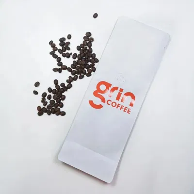 Nero con valvola e chiusura a zip imballaggio personalizzato carta fondo piatto Caffè