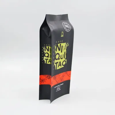 Sacchetto di caffè con supporto in plastica opaca a fondo piatto e base piatta in plastica biodegrae Con valvola