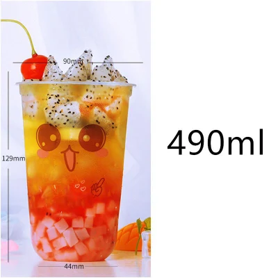 Carino bicchiere in plastica monouso trasparente con motivo Expression 90 Latte tè succo bevande Confezioni tazze