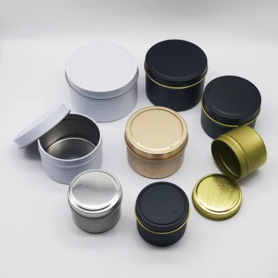 Barilottolo vuoto rotondo bianco nero in metallo all&prime;ingrosso da 260 ml Laccata candela