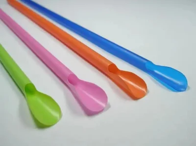 Cucchiaio monouso tipo paglia singolo Milkshake Smoothie confezione singola colorata Bubble Tea Straw con cucchiaio