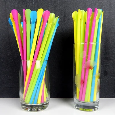 Cucchiaio monouso tipo paglia singolo Milkshake Smoothie confezione singola colorata Bubble Tea Straw con cucchiaio