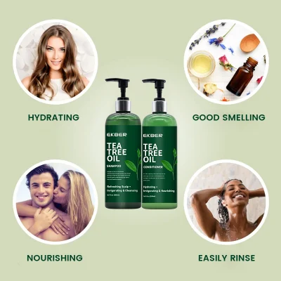 Olio di Tea Tree di zenzero naturale di cuoio capelluto di menta Shampoo Riparazione Anti perdita di capelli crescita dei capelli Shampoo e Conditioner