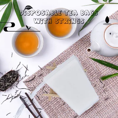 Sacchetto da tè in carta da filtro a forma di trapezio biodegradabile eco-compatibile, in carta canapa di Manila, con etichette personalizzate, colore bianco