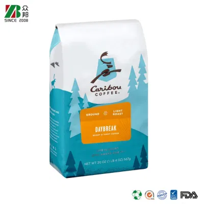 Confezionamento in plastica per alimenti con tè da caffè a fondo piatto e riciclabile personalizzato Borsa