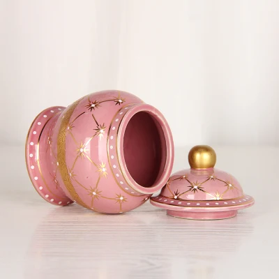 J278p Design unico giorno del Ringraziamento Rosa decorazione vaso candela Mini Vasetti da tè con caffè in ceramica e zucchero con coperchi