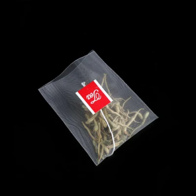 Sacchetto riutilizzabile in nylon per tè in fibra di mais biodegradabile con logo, sacchetto a piramide con filtro per tè e cordoncino, sacchetto per tè vuoto personalizzato