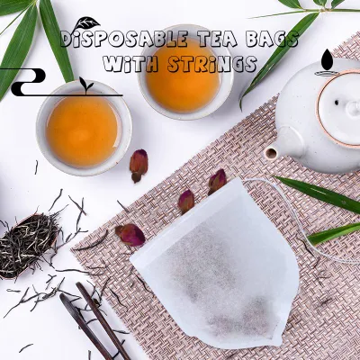 Sacchetti per tè in carta da filtro monouso per alimenti con forma a goccia d&prime;acqua personalizzata Con stringhe 85X 95mm, custodie piccole per il confezionamento del caffè