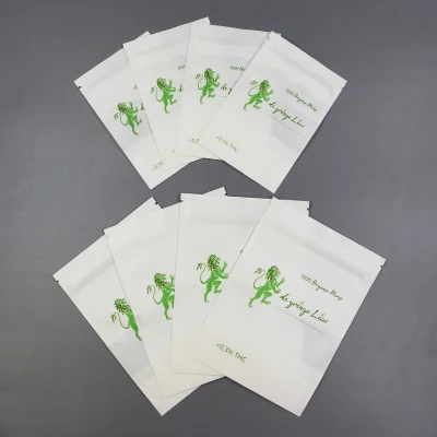 Carta alimentare compostabile Craft Kraft bianco marrone Stand up Weed Borsa da tè con zip e stampa personalizzata sigillata a caldo Custodia