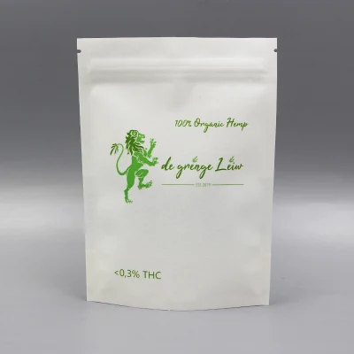 Carta alimentare compostabile Craft Kraft bianco marrone Stand up Weed Borsa da tè con zip e stampa personalizzata sigillata a caldo Custodia