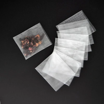 SACCHETTI per tè in nylon trasparenti 65X 80 mm, filtro monouso con stringa