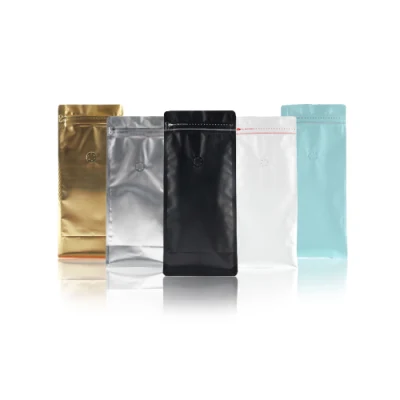Sacchetto a fondo quadrato con valvola e sacchetti per caffè riciclabili con zip