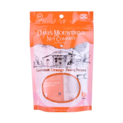Custodia in plastica Kraft Cart a fondo piatto in plastica compostabile biodegradabile Sacchetto per caffè per alimenti con pane per tè e caffè con zip