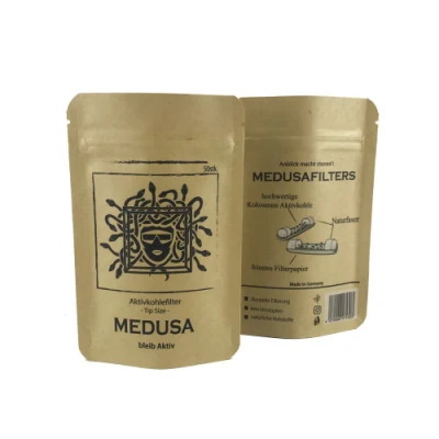 100 g di Kraft Paper Food Ziplock Svuota confezione di tè astuccio personalizzato Sacchetti per imballaggio