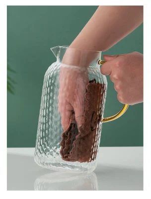 Caraffa per bevande, caraffa in vetro ad alta capacità con coperchio a reticella Per succo caraffa in vetro di tè freddo con acqua di limone