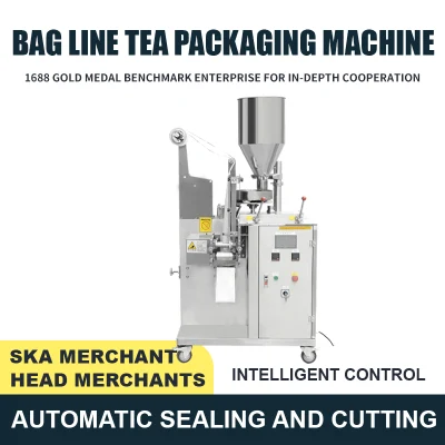 Sacchetto di carta per filtro per sacchetti di polvere di tè automatico piccolo Macchina per imballaggio con etichetta filettata