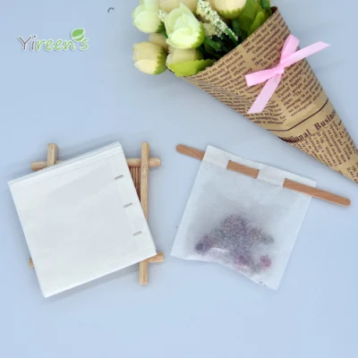 Sacchetti di carta per filtro personalizzati da 70× 70 mm monouso per macchina da caffè Infusori con 3 fori e bastoncini aggirabili sulla tazza